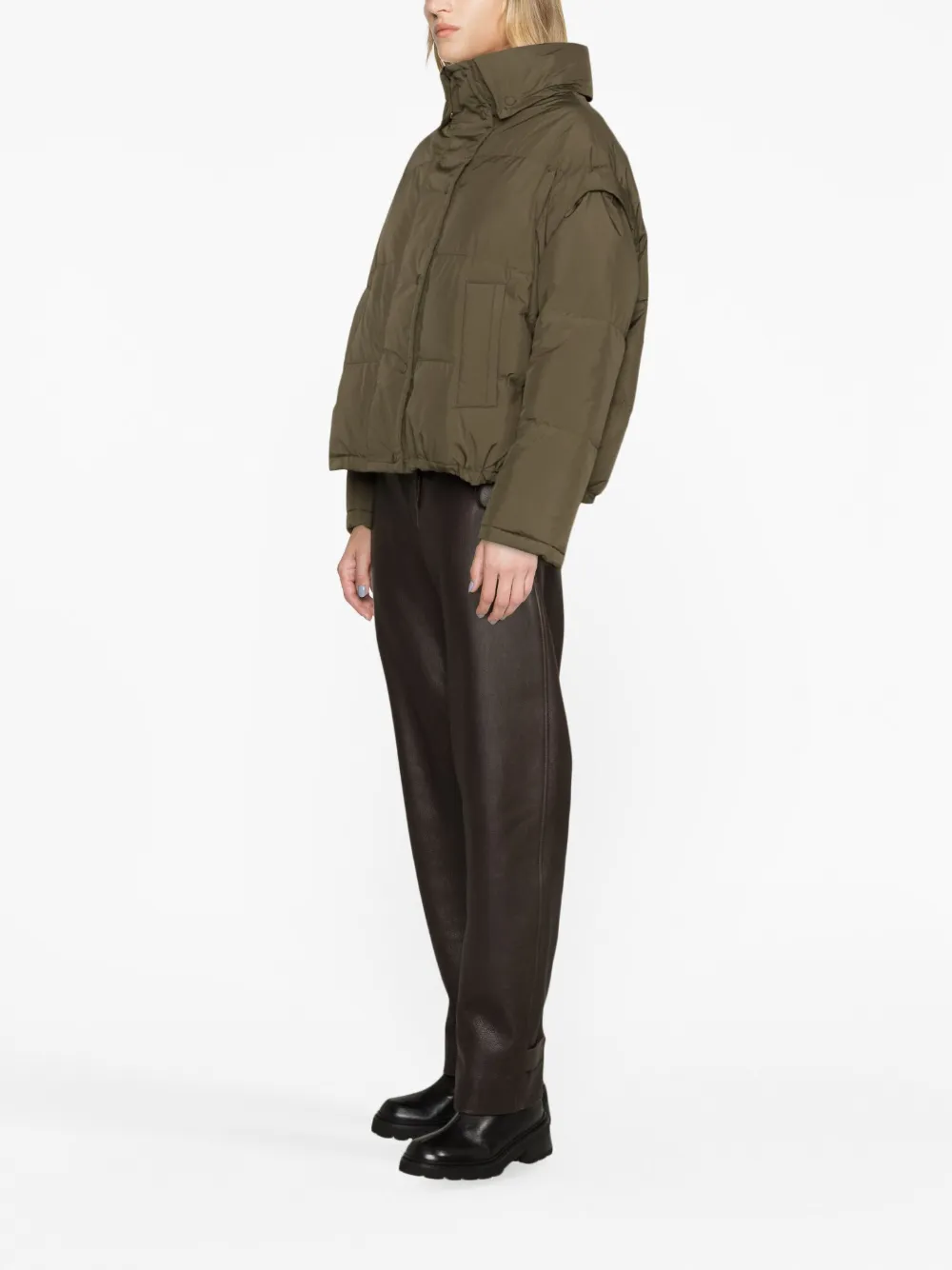 Shop Yves Salomon Hooded Puffer Jacket In Green