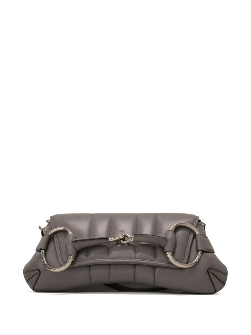 Shop Gucci Medium Horsebit Chain Shoulder Bag In Grey