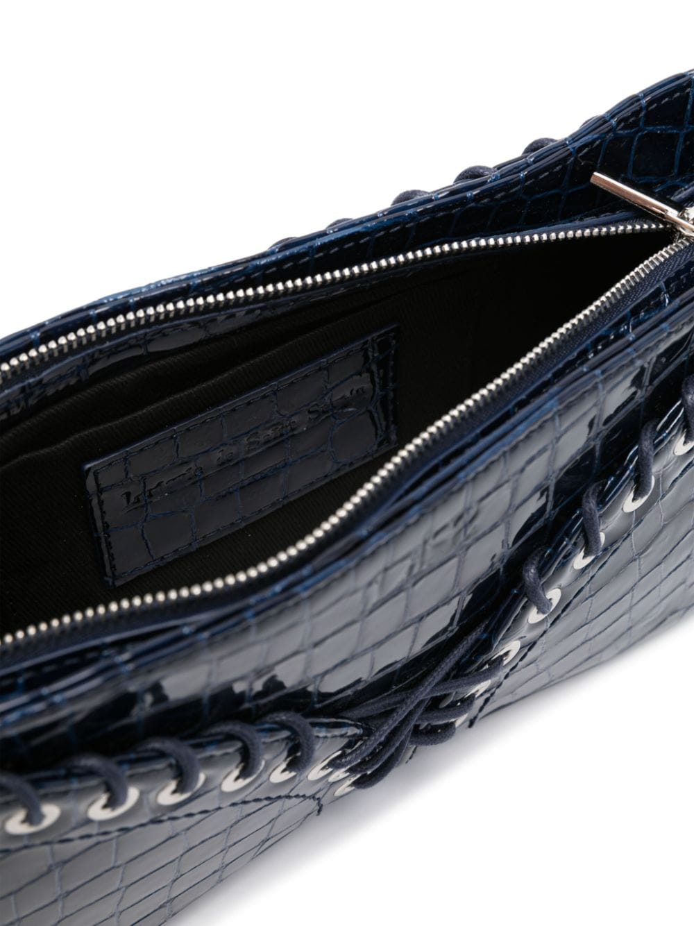 Shop Ludovic De Saint Sernin The Cleavage Crocodile-embossed Leather Shoulder Bag In Blue