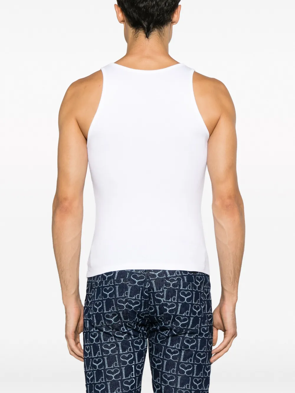 Ludovic De Saint Sernin Crystal-logo Ribbed Tank Top In White