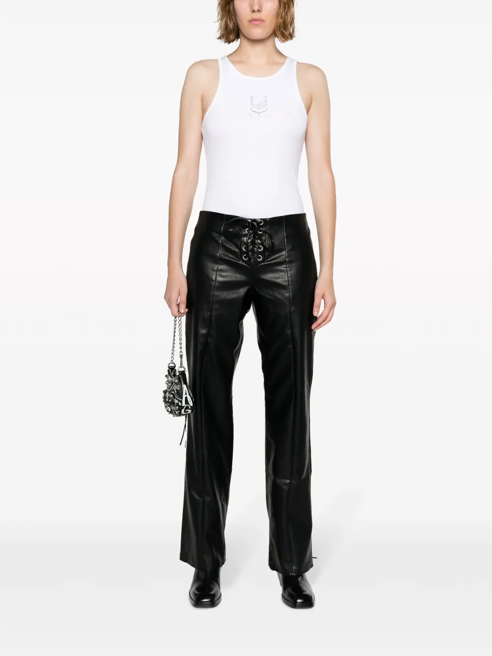 Ludovic De Saint Sernin Crystal-logo Ribbed Tank Top In White