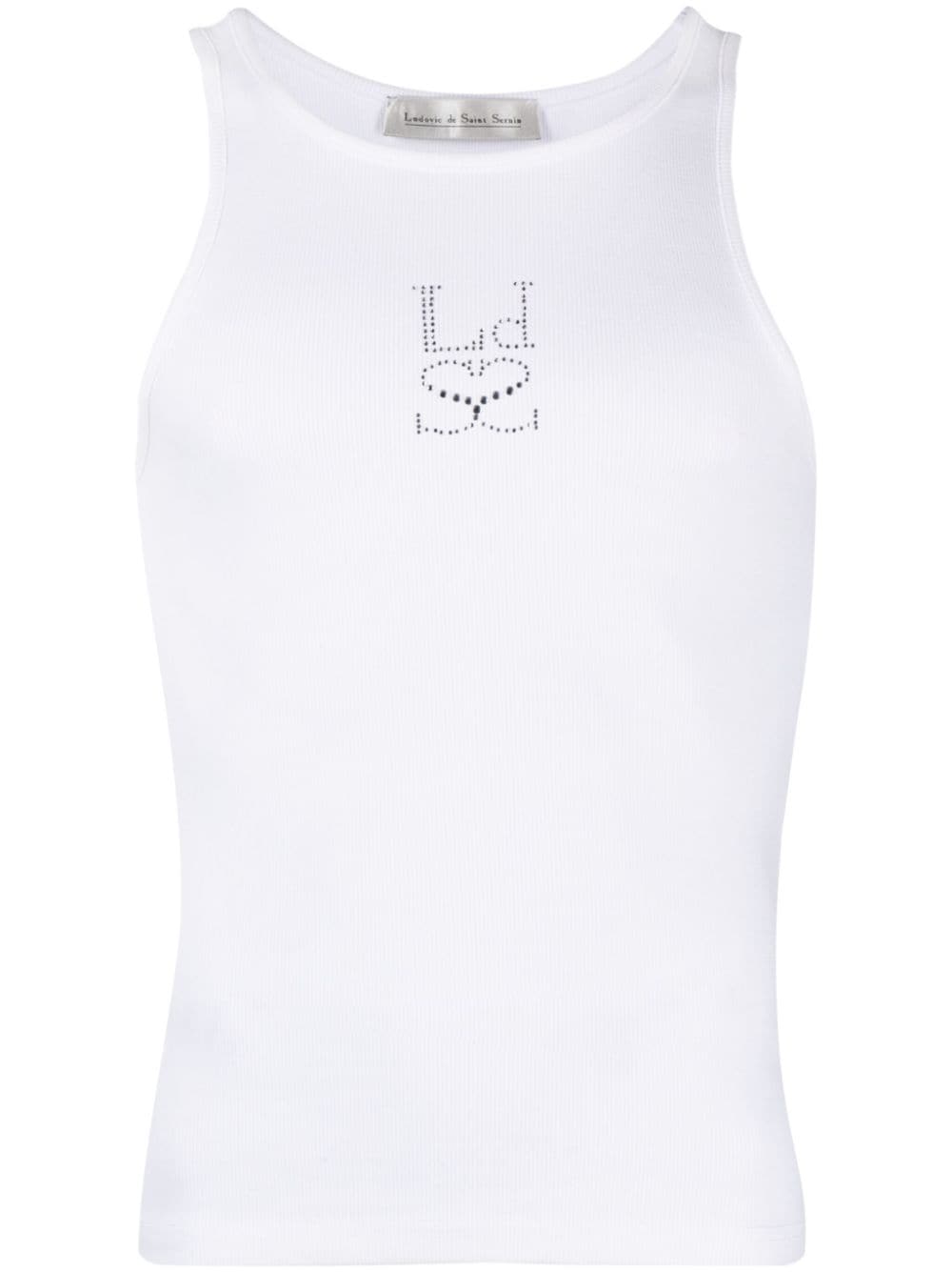 Ludovic De Saint Sernin Crystal-logo Ribbed Tank Top In White