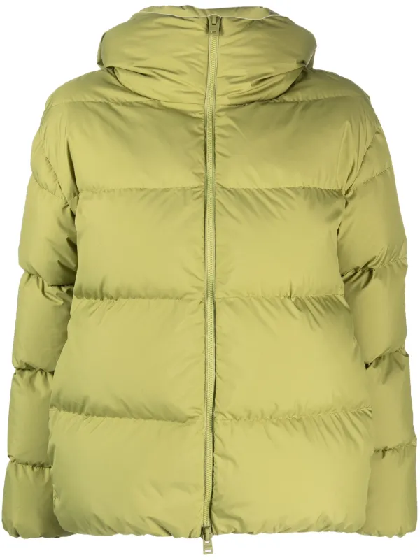 Herno Zip-up Hooded Down Jacket in Green