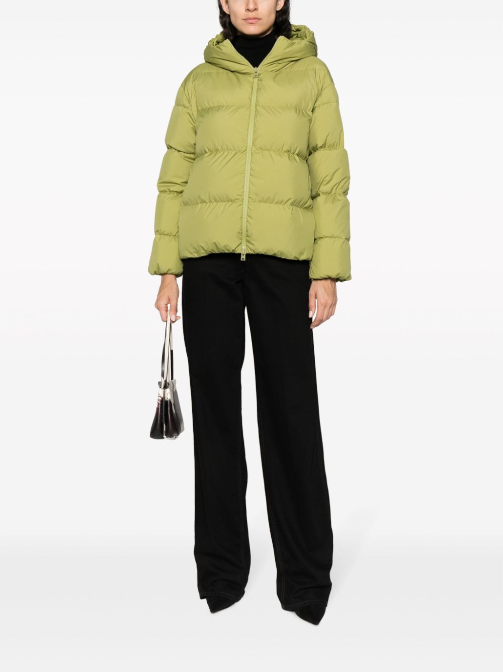Herno zip-up hooded down jacket - Groen