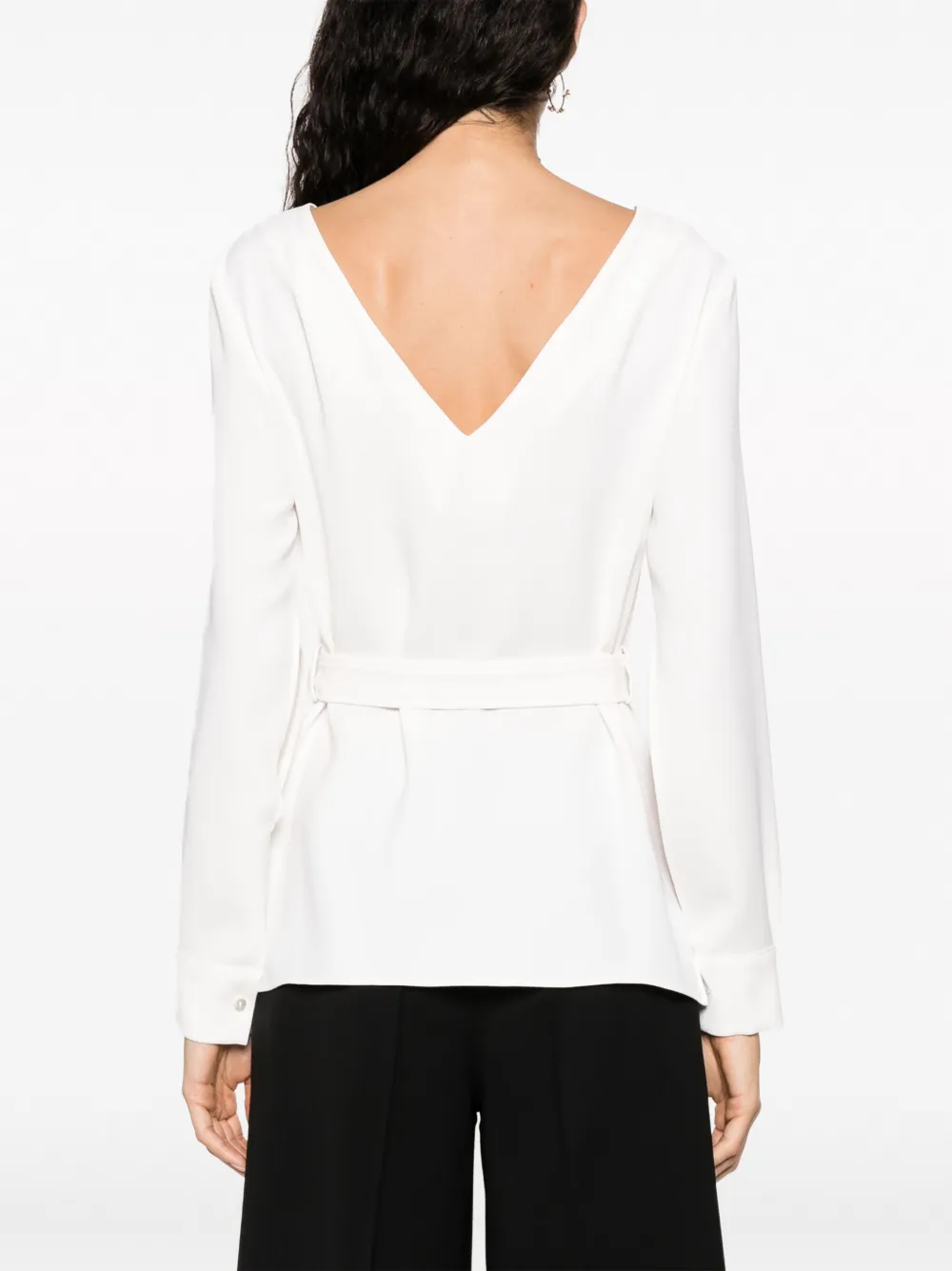 Shop P.a.r.o.s.h V-back Belted Blouse In Neutrals