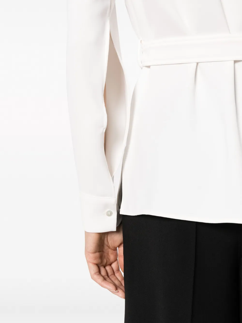 Shop P.a.r.o.s.h V-back Belted Blouse In Neutrals