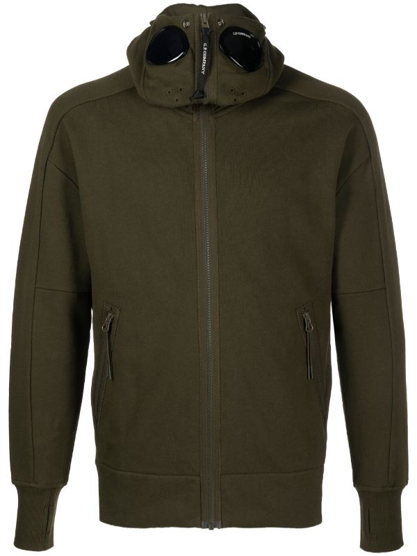 C.P. Company Goggles detail Fleece Hoodie Green FARFETCH CA