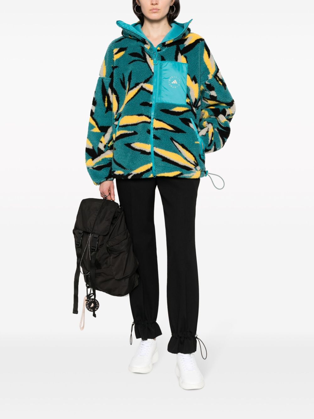 adidas by Stella McCartney leaf-print fleece jacket - Blauw