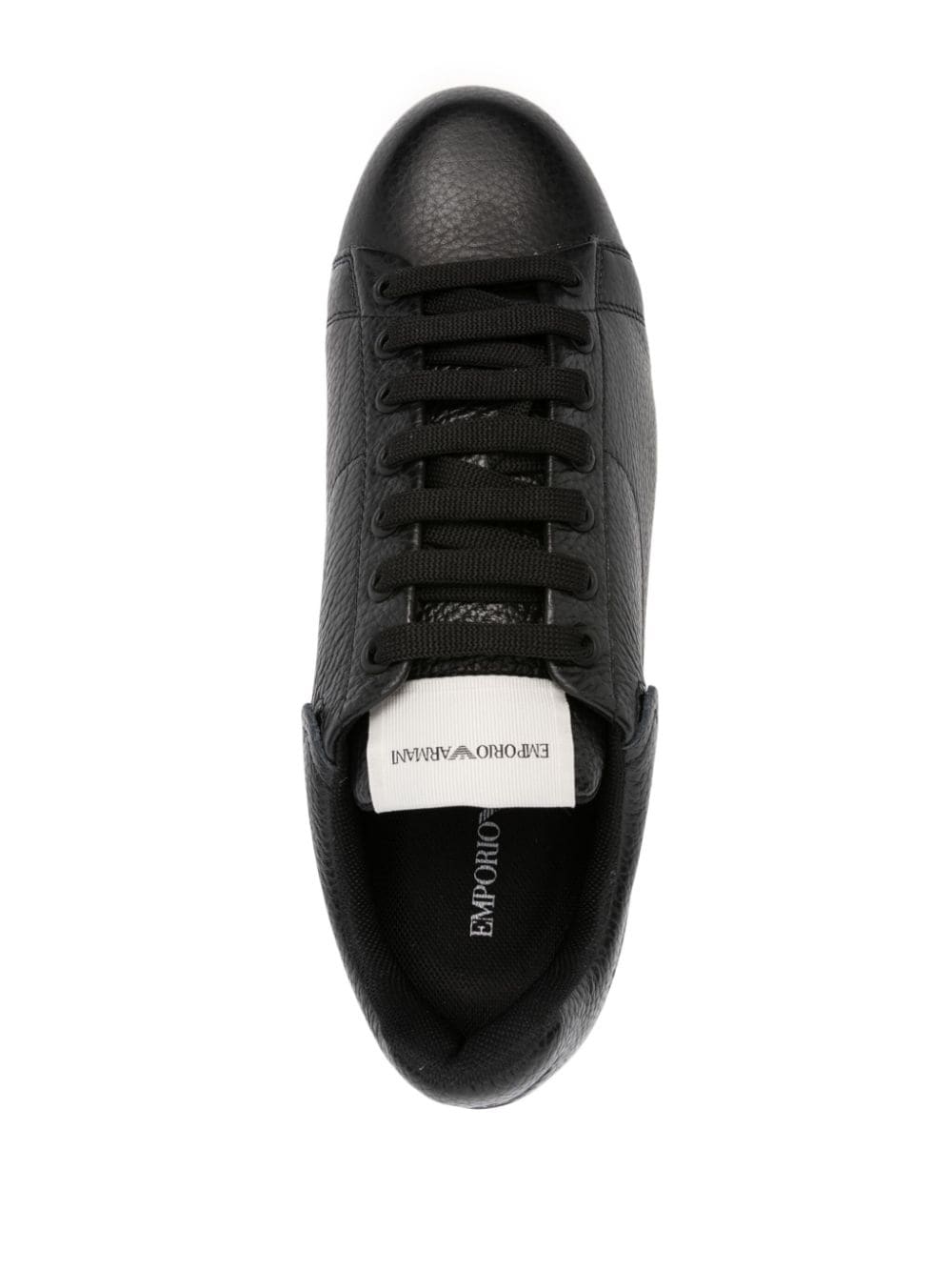 Shop Emporio Armani Tumbled Leather Sneakers In Black