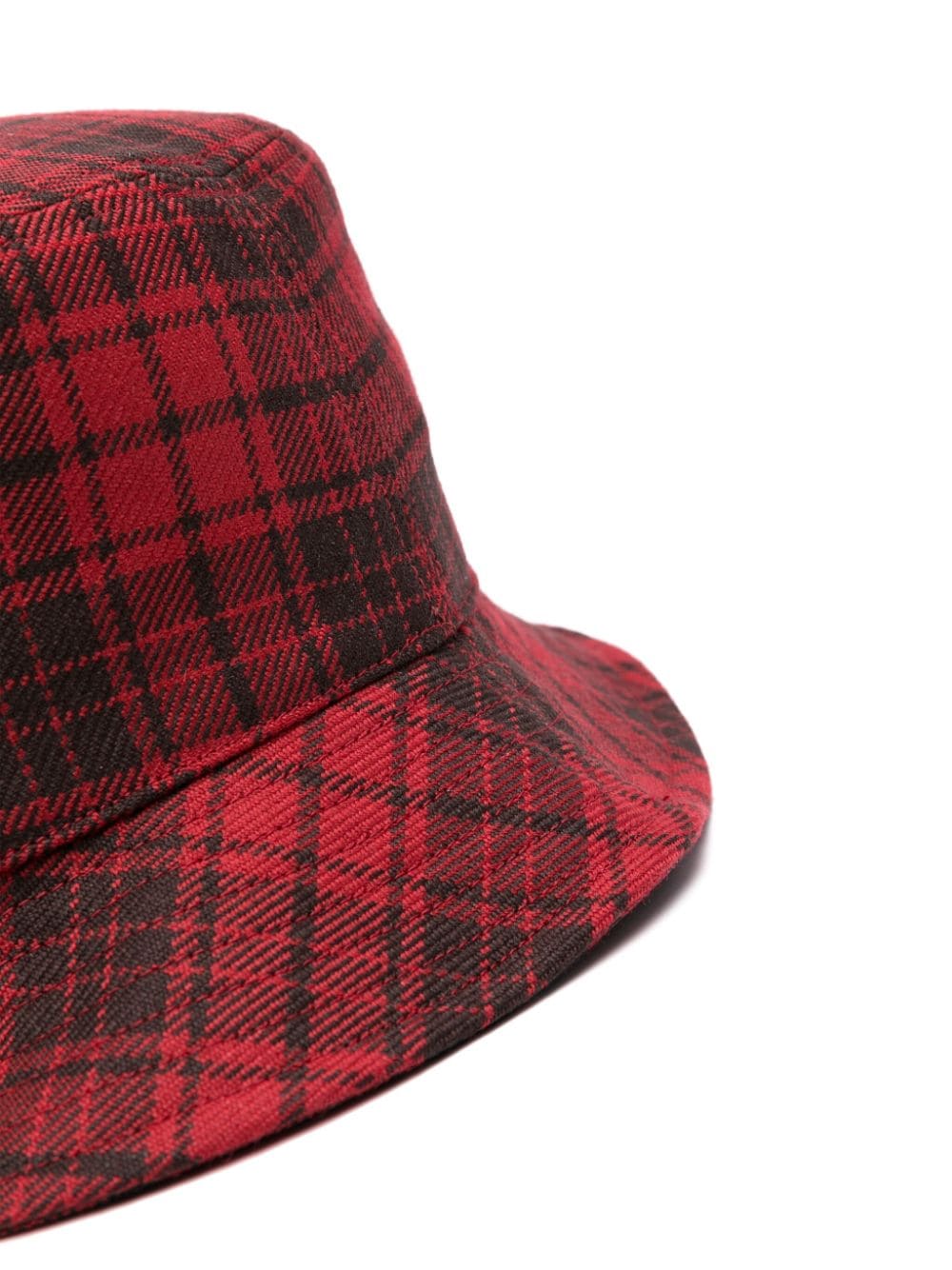 Shop Maison Kitsuné Logo-embroidered Checked Bucket Hat In Red