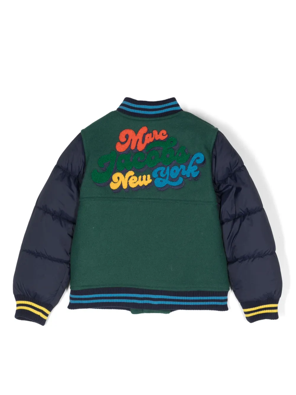 Marc Jacobs Kids logo-patch panelled puffer jacket - Groen
