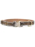 Barbour reflective-effect tartan dog collar - Brown