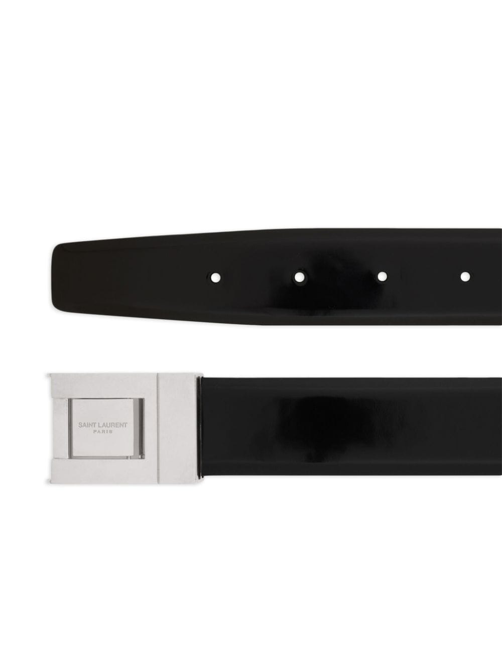 Shop Saint Laurent Logo-engraved Buckled Leather Belt In Black