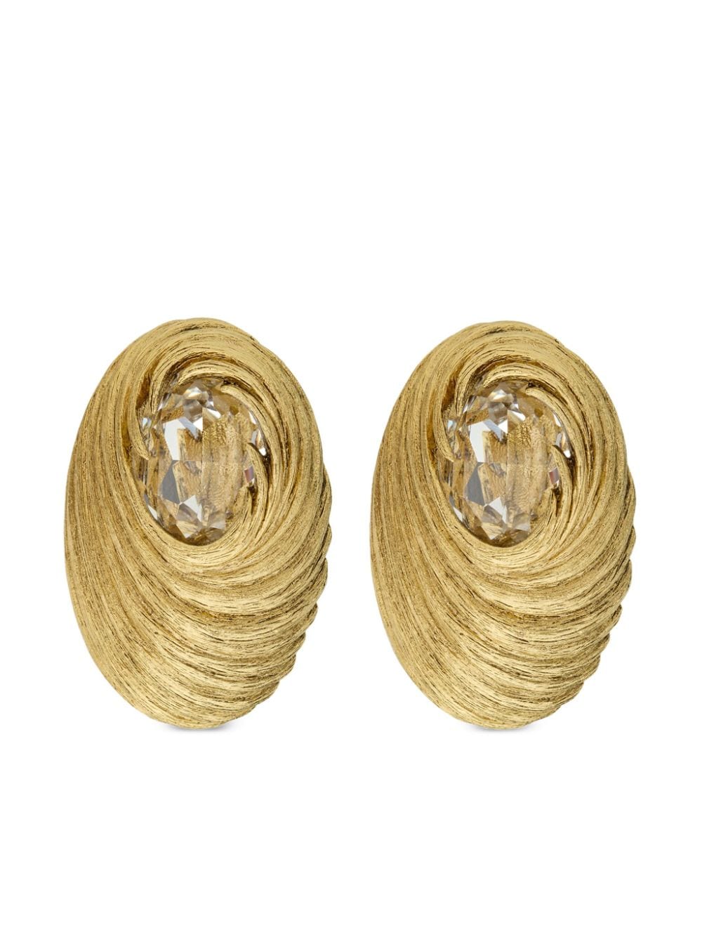 Saint Laurent Cocoon Crystal-embellished Clip-on Earrings In Gold