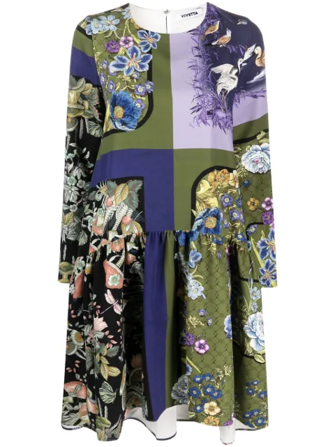Vivetta vestido con falda a capas y estampado gráfico