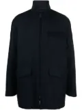Giorgio Armani zip-up virgin wool coat - Blue