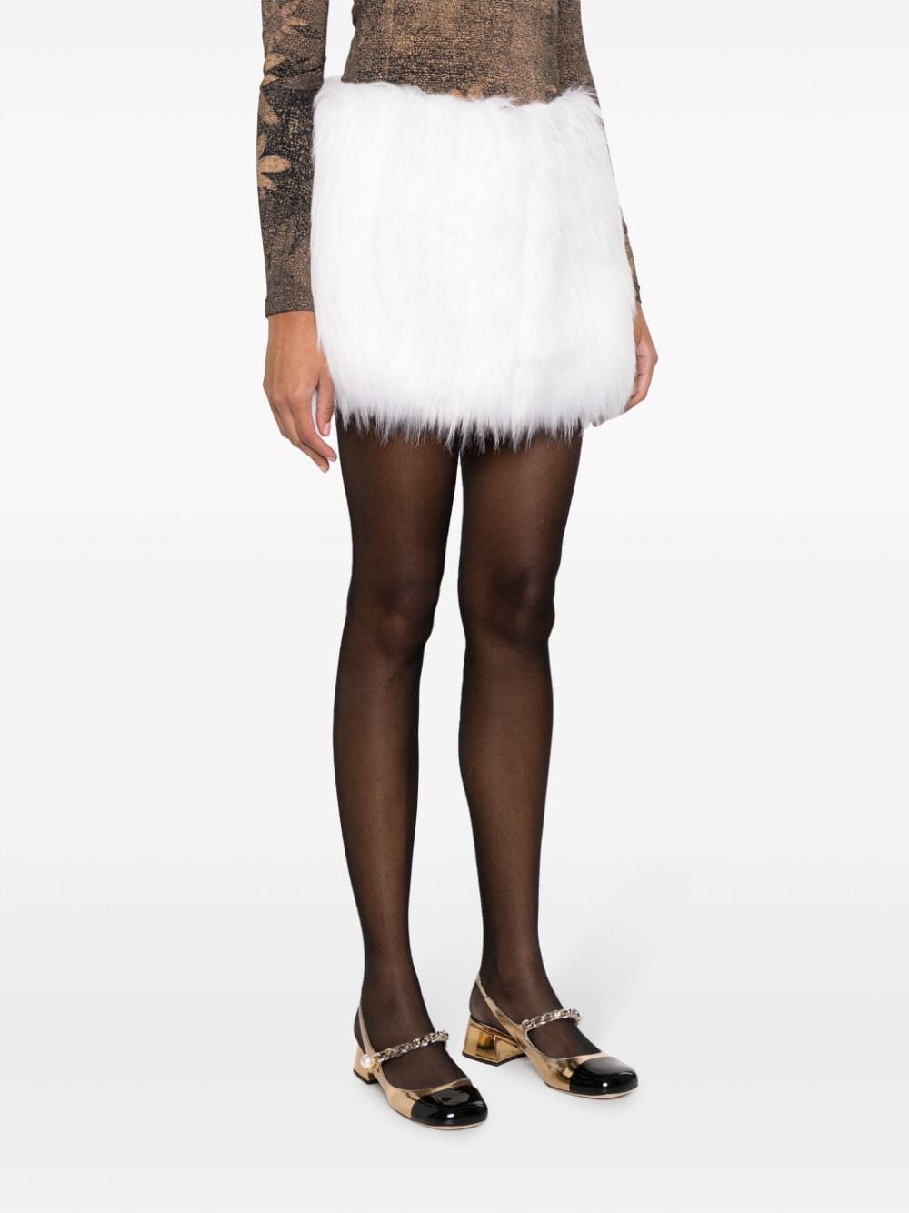 Shop Vivetta Faux-fur Miniskirt In White