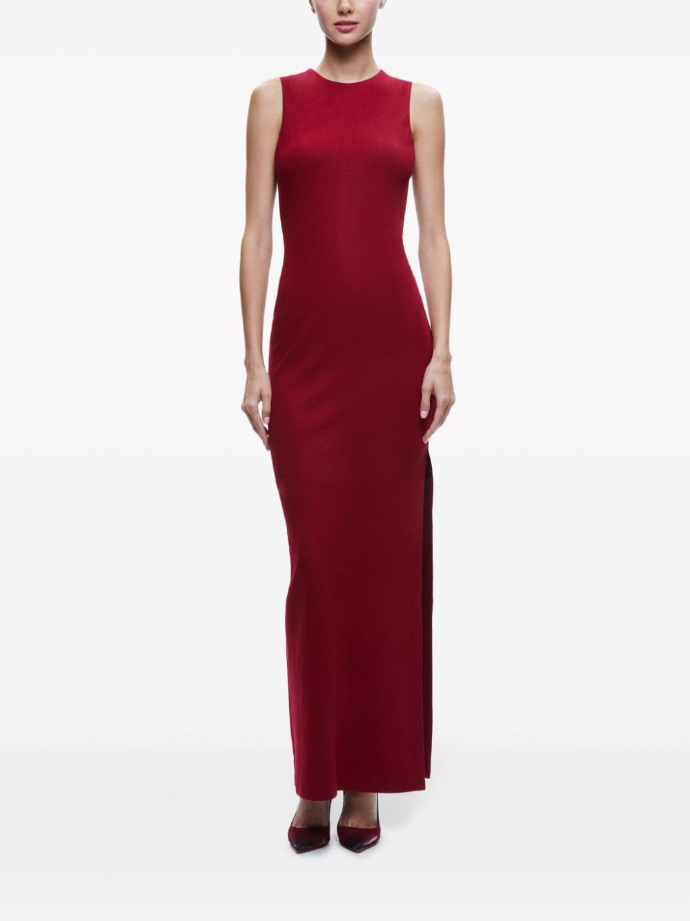 Shop Alice And Olivia Delora Sleeveless Maxi Dress In Red