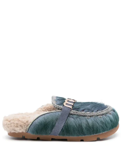 Mou Winter logo-lettering leather mules 