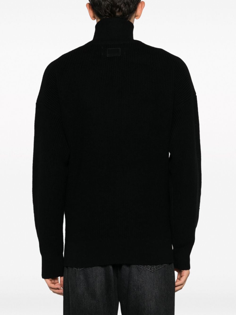 Shop Isabel Marant High-neck Half-zip Merino Wool Jumper In Black