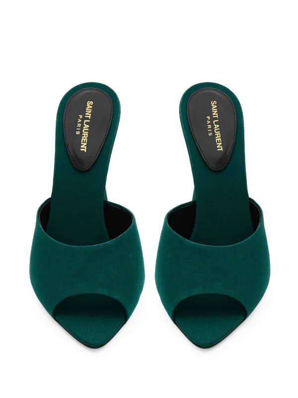 サンダル・ミュール SAINT LAURENT  Saint Laurent Flip Flops Women Satin Green Saint Laurent 105mm Suite Silk Sandals | Green | FARFETCH