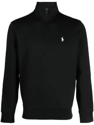 Polo Ralph Lauren embroidered logo half zip Jumper Black FARFETCH UK