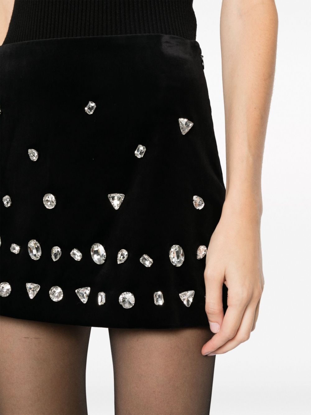 Shop Vivetta Crystal-embellished High-waist Miniskirt In Black
