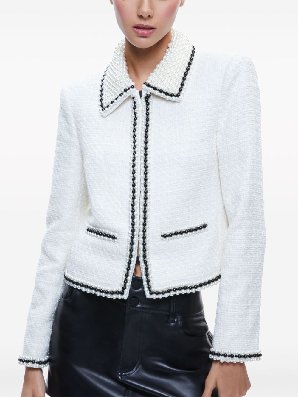 Shop Alice And Olivia Kidman Tweed Jacket In White
