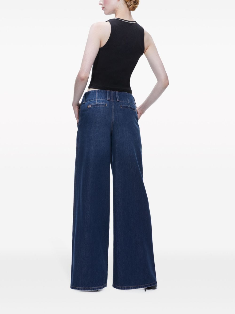 Shop Alice And Olivia Anders Low-rise Wide-leg Jeans In Blue