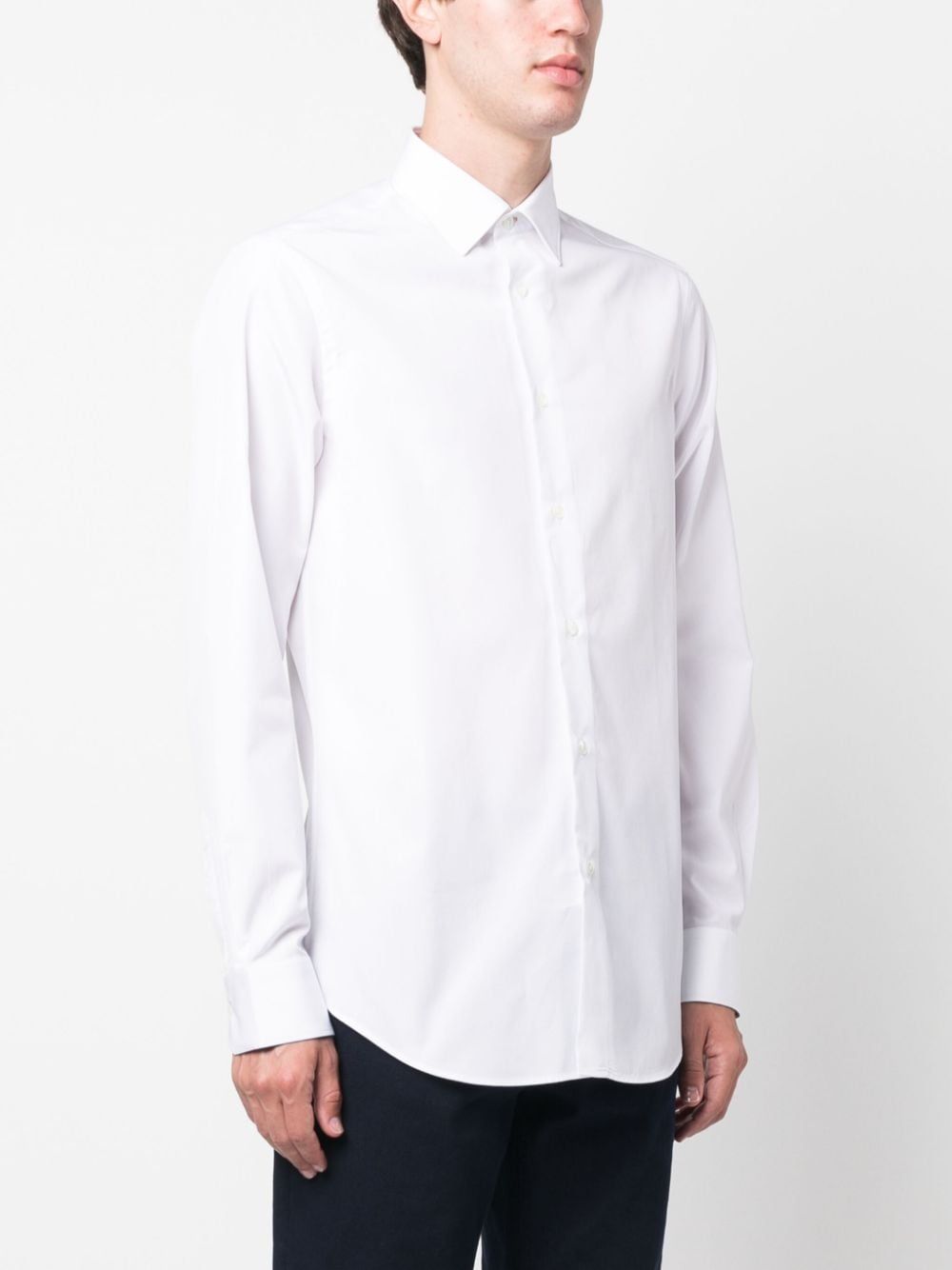 Shop Paul Smith Signature Stripe-cuff Cotton Shirt In White