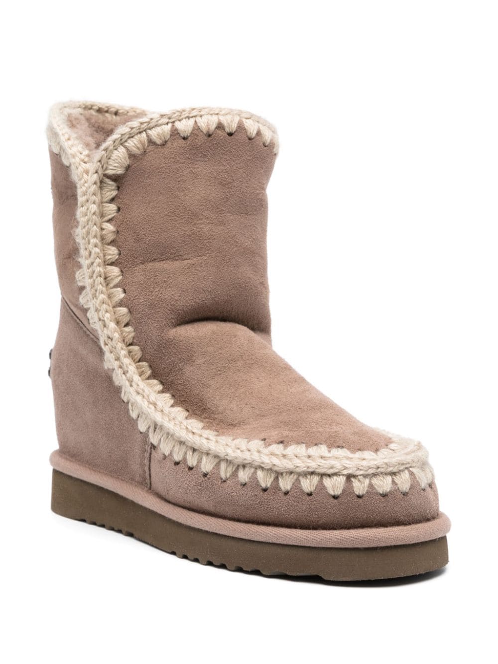 Shop Mou Inner Wedge 70mm Logo-plaque Boots In Neutrals