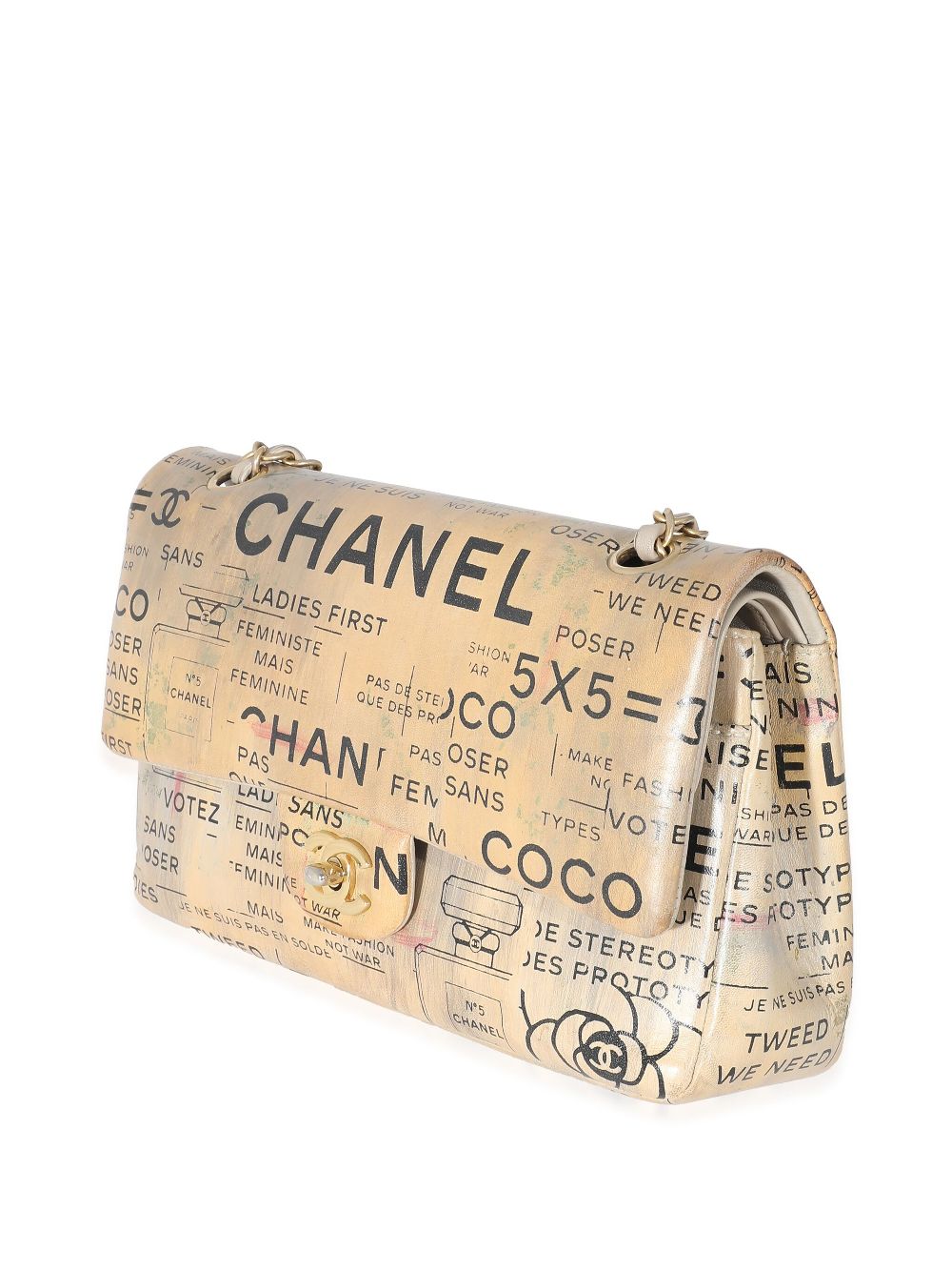 Affordable HOT SALE CHANEL 2015-2016 medium newspaper-print Double Flap shoulder bag Women