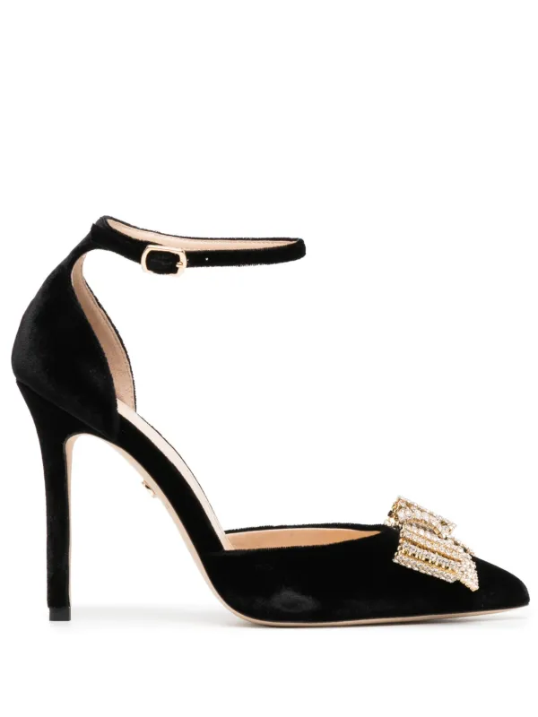 Dee Ocleppo Bow 105mm Velvet Pumps Black FARFETCH CA