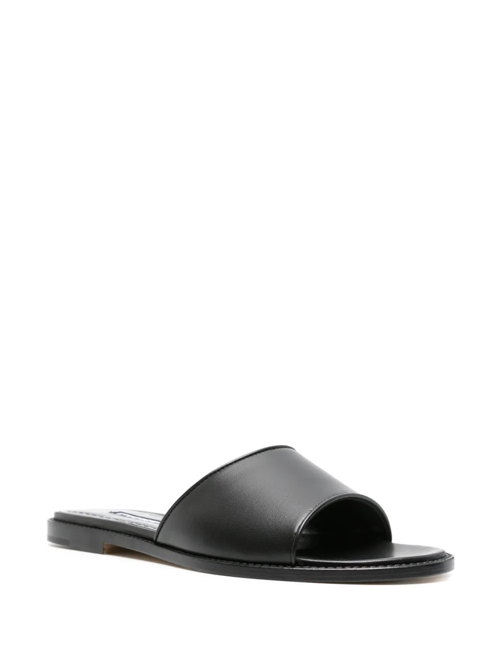 Shop Manolo Blahnik Safinanu Leather Slides In Black