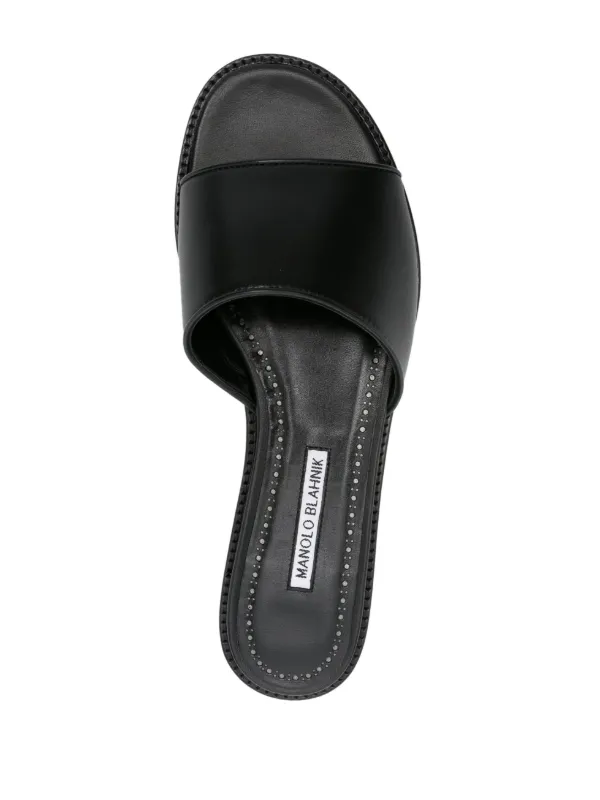 Manolo Blahnik Safinanu Leather Slides - Farfetch