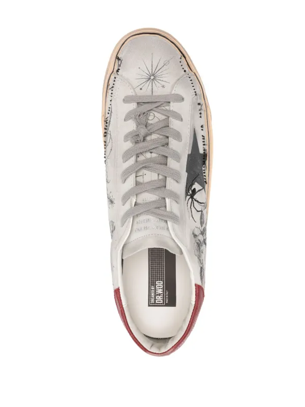 Women's Super-Star in white leather with gray suede star