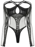 Mugler layered cut-out bodysuit - Black