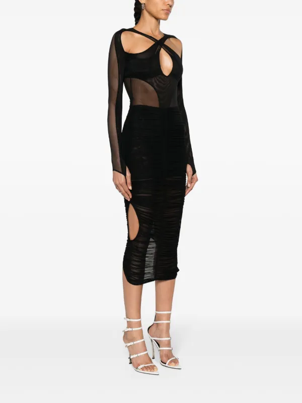 Mugler Layered cut-out Bodysuit | Black | FARFETCH