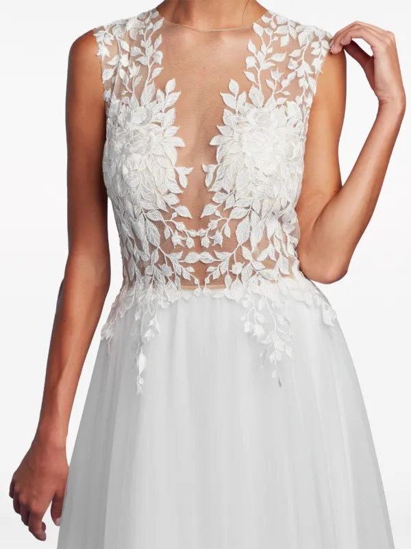 Tadashi Shoji Hastings Embroidered Gown White FARFETCH IN