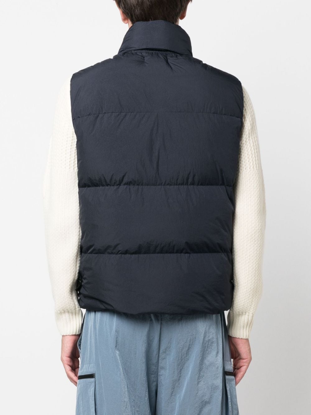 Shop Stone Island Compass-motif Quilted Down Gilet In Blau