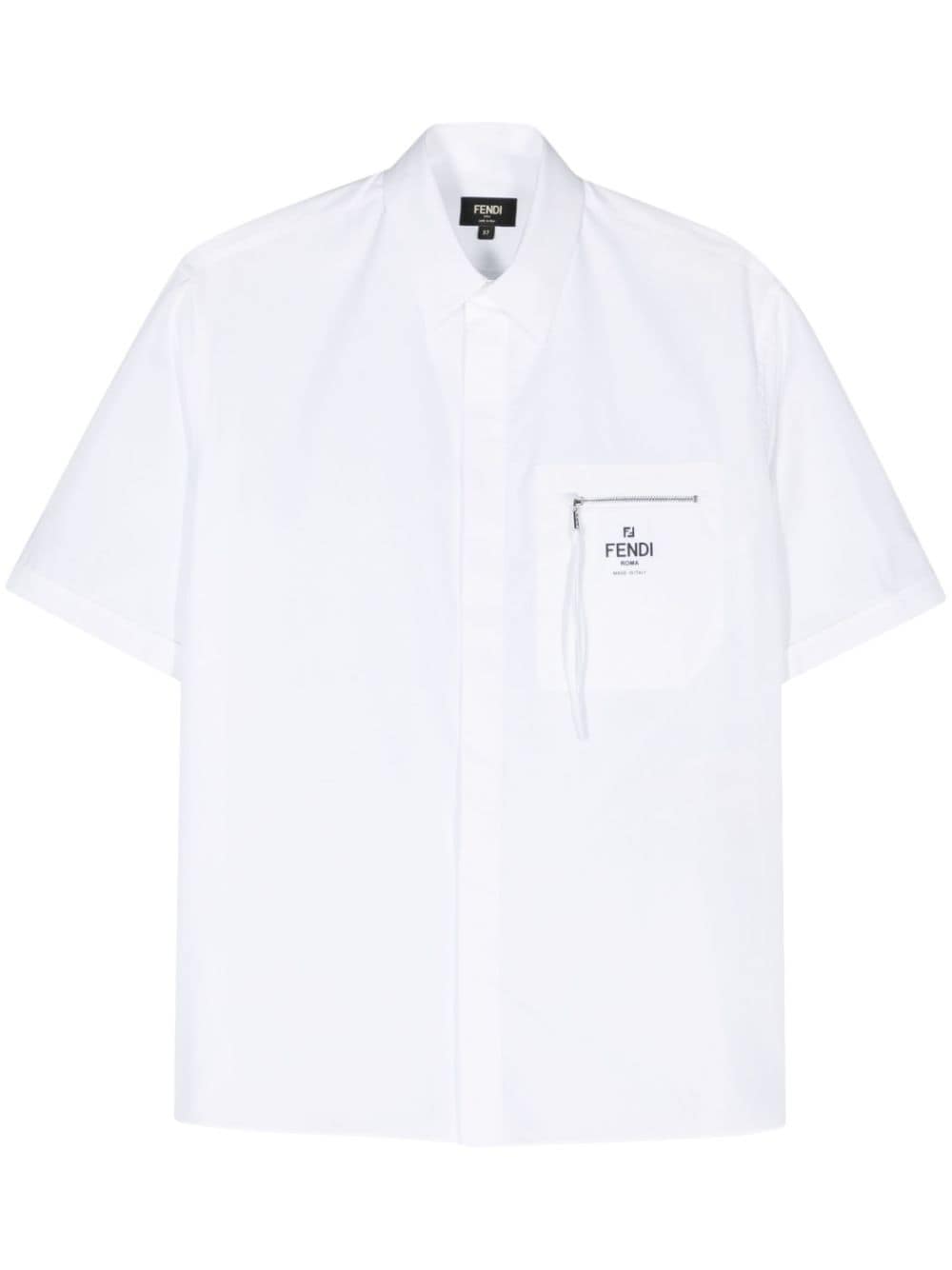 FENDI logo-print cotton shirt - White