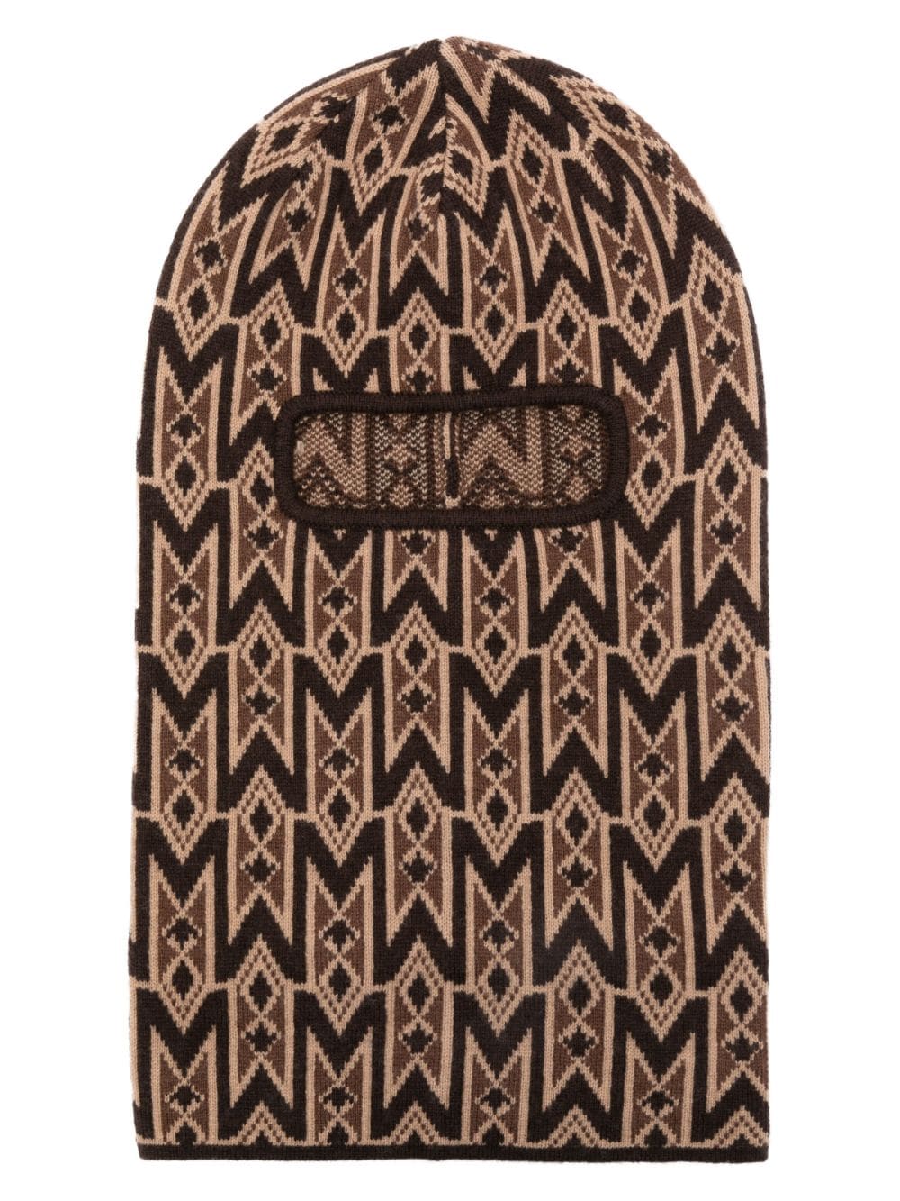Mackage Monogram-jacquard Wool-blend Balaclava In Brown