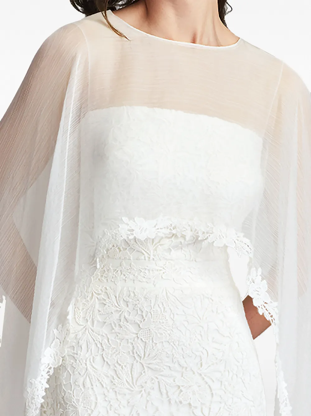 Tadashi Shoji Sassel Layered Lace Gown In White