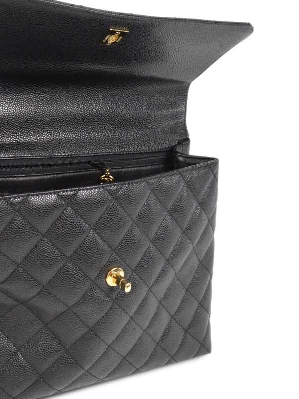 Chanel Pre-owned 2002 Medium Diamond-Quilted Flap Handbag - Black
