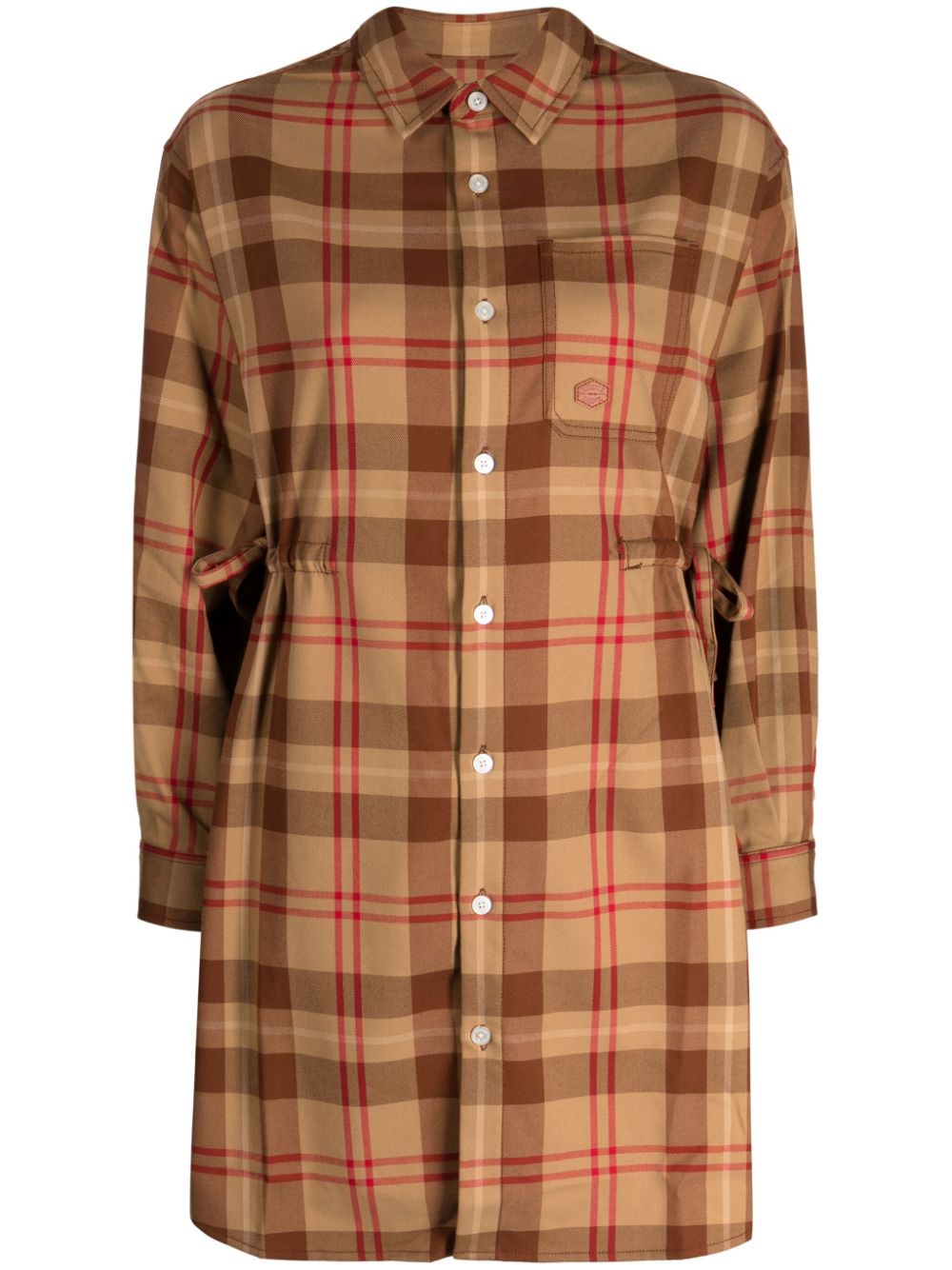 Chocoolate Logo-appliqué Checkered Shirtdress In Brown