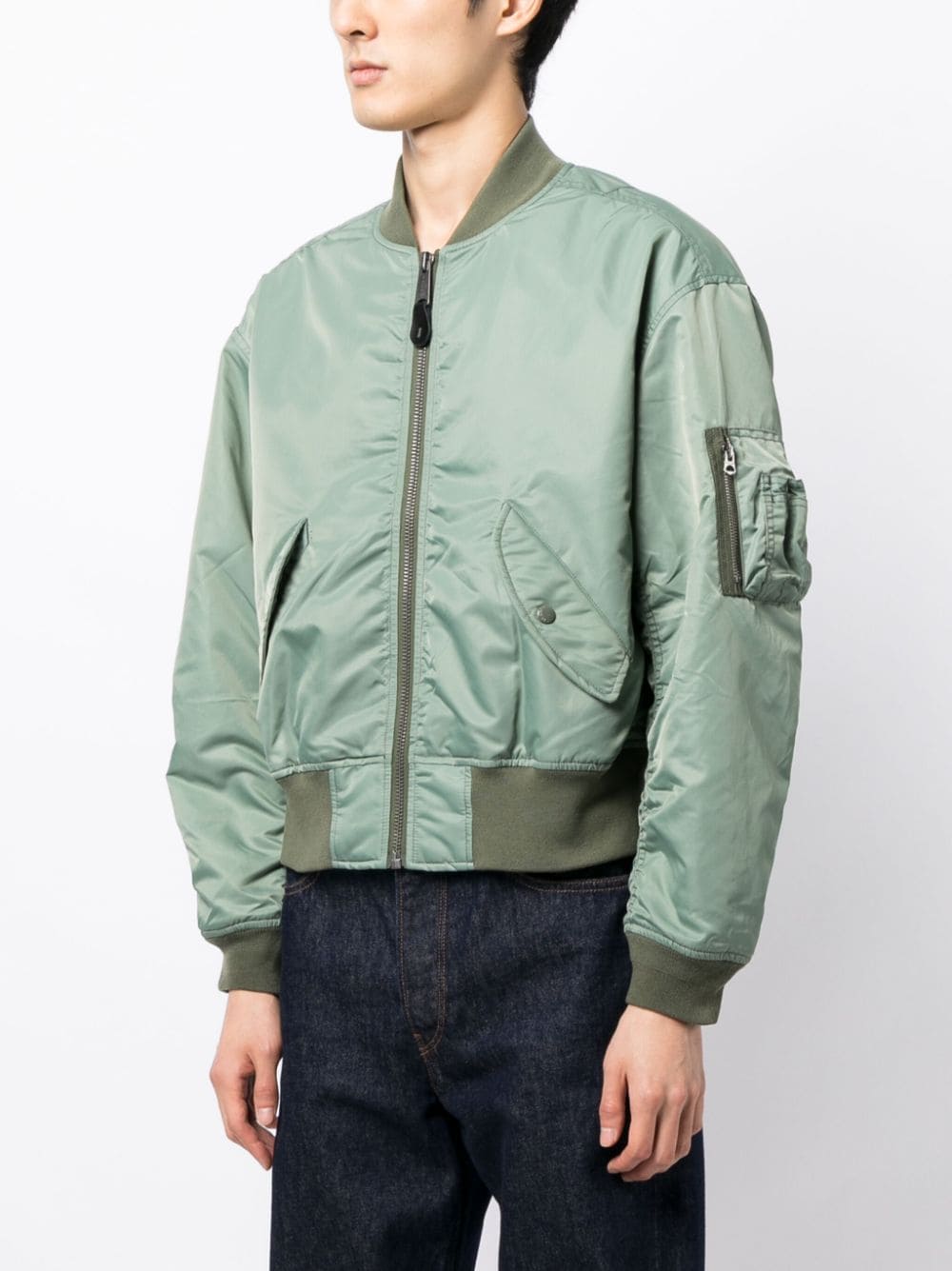 Shop Chocoolate Panelled Two-tone Bomber Jacket In Green