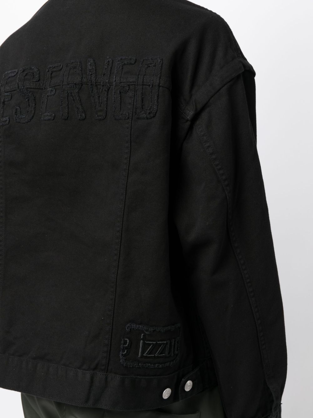 Shop Izzue Detachable-sleeves Studded Denim Jacket In Black