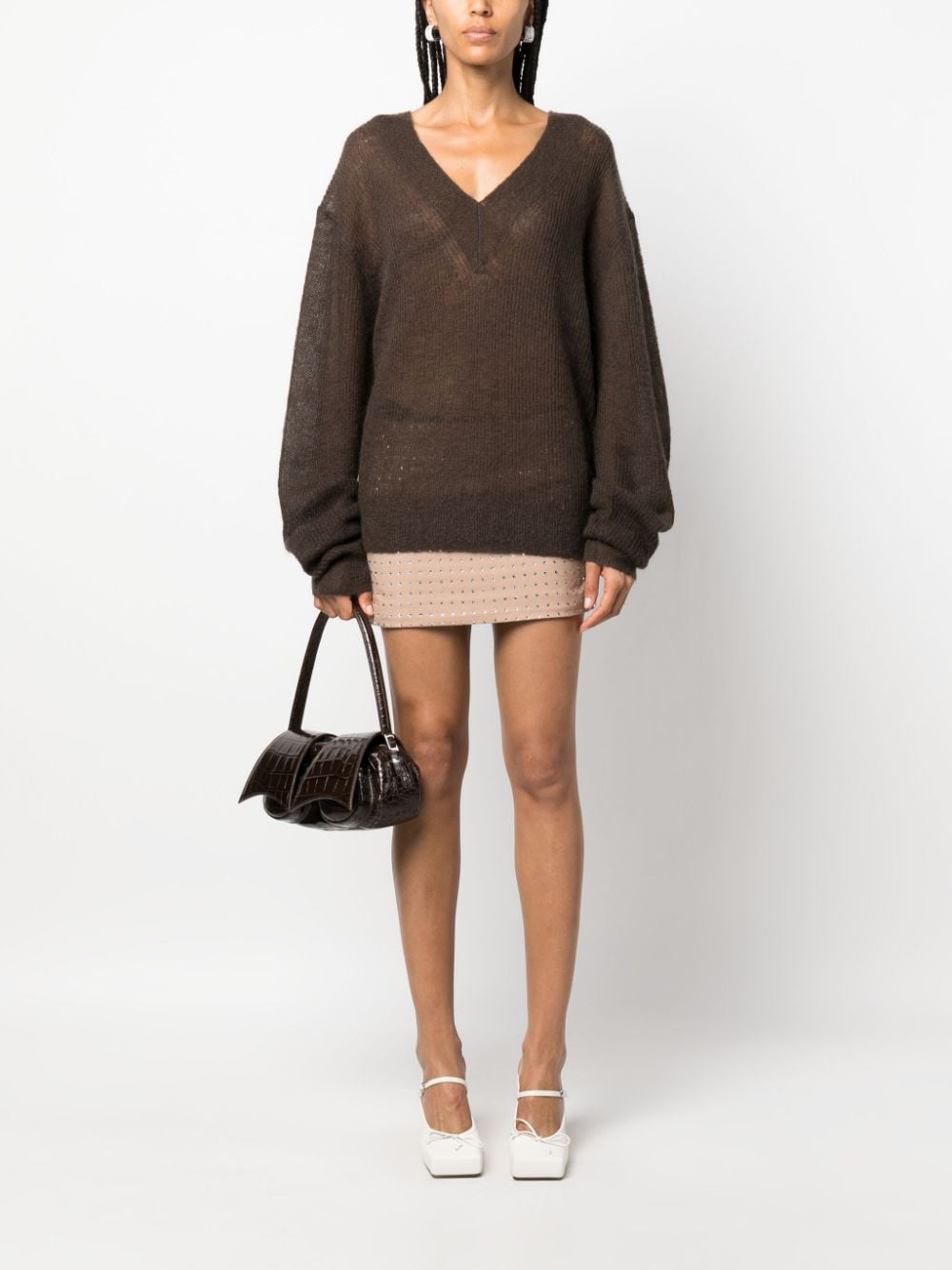 Shop 16arlington V-neck Long-sleeve Jumper In Brown