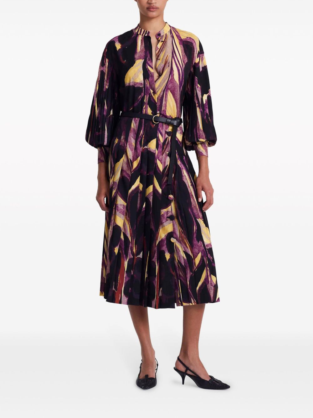 Altuzarra Tullius abstract-print pleated skirt - Zwart