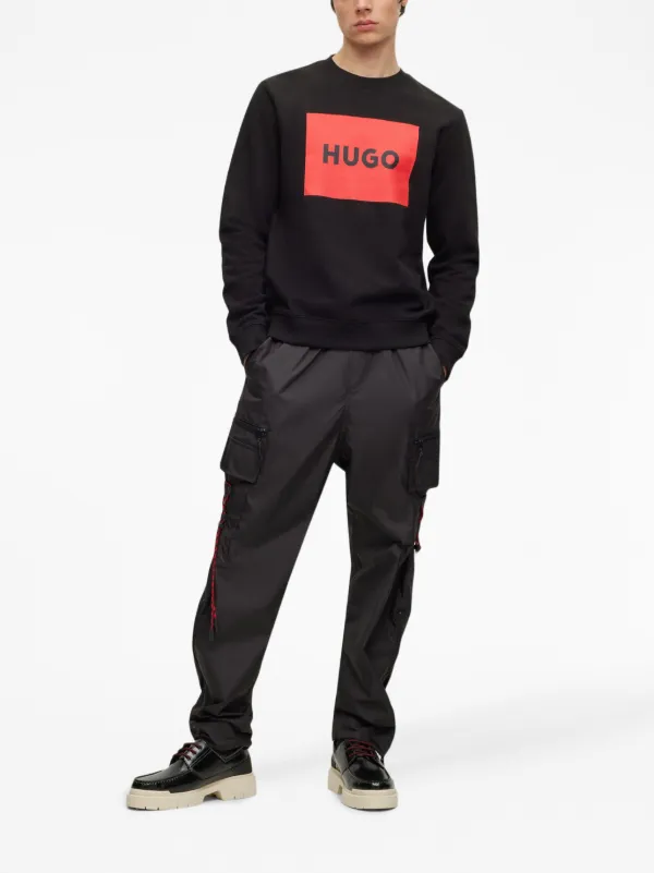 HUGO logo-print Cotton Sweatshirt | Black | FARFETCH HUGO logo-print Cotton Sweatshirt | Black | FARFETCH
